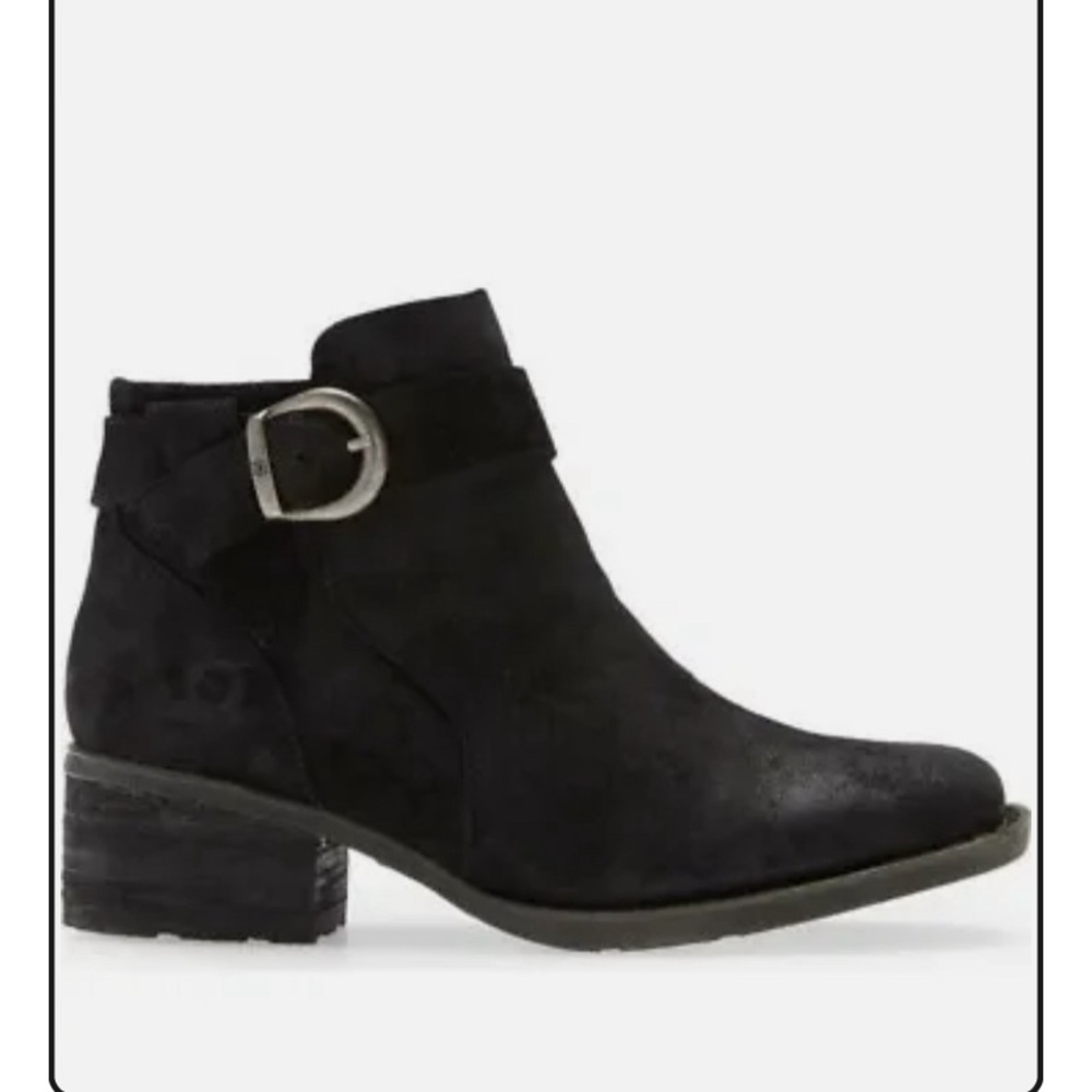 Born Morocco Black Suede Zip Ankle Boots Size 7/38